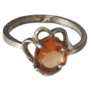 Vtg Sterling Silver 925 Orange Citrine Ring Size 9.5